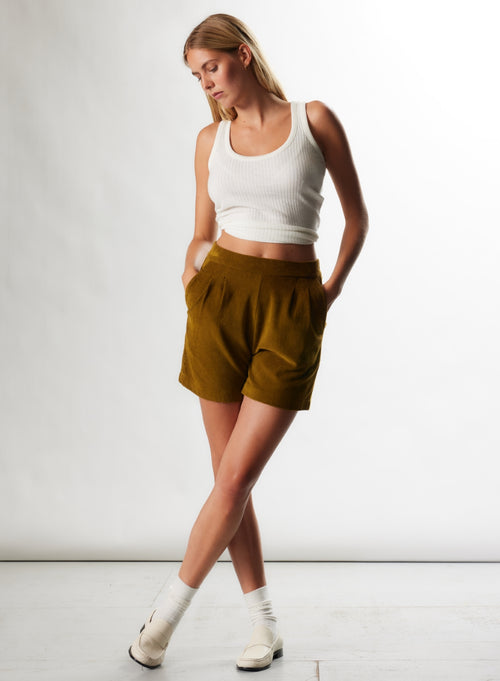 Bernsteinfarbene Hose aus Baumwolle / Modal - MAJESTIC FILATURES