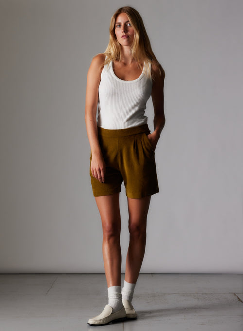 Bernsteinfarbene Hose aus Baumwolle / Modal - MAJESTIC FILATURES