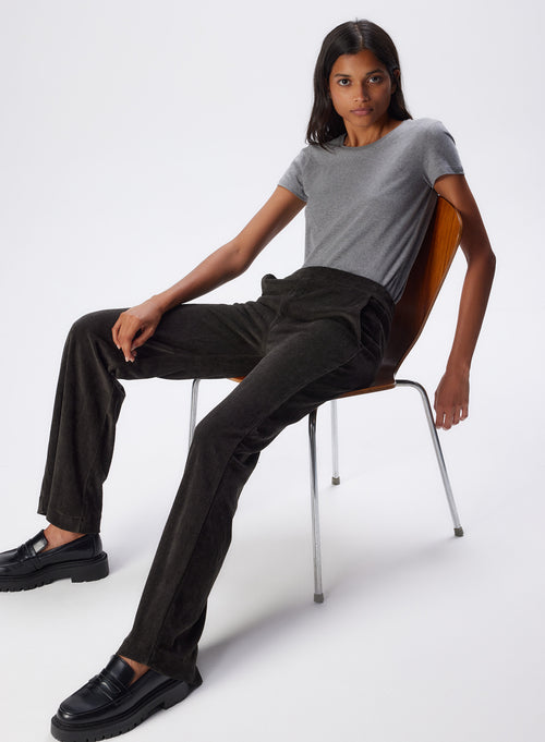 "Cotton / Modal Corduroy Straight Pants" - MAJESTIC FILATURES