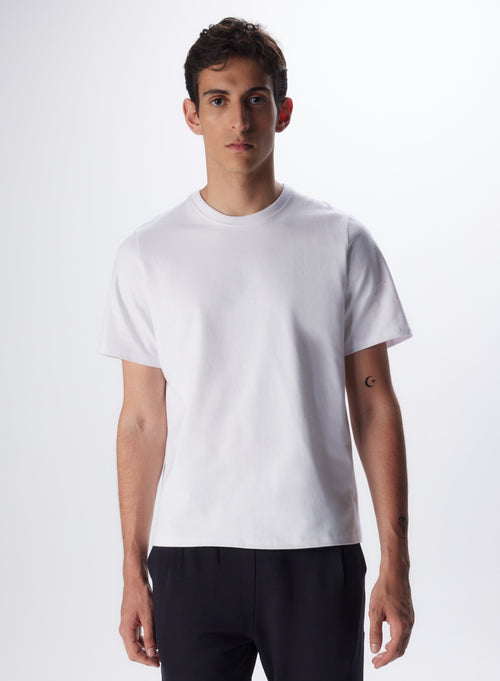 T-shirt Blanc Col Rond Manches Courtes en Coton organique - MAJESTIC FILATURES