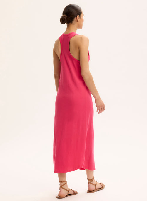 Robe Rose Col U Sans Manches - MAJESTIC FILATURES