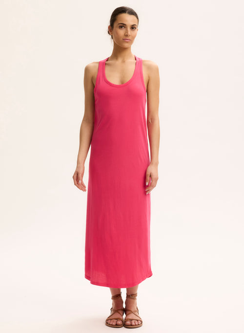 Robe Rose Col U Sans Manches - MAJESTIC FILATURES