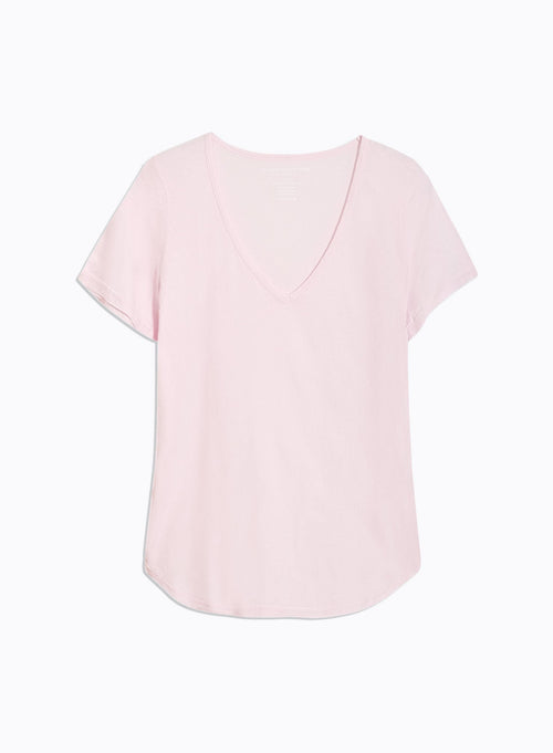 Tee shirt Rose Manches Courtes Col V en Coton organique - MAJESTIC FILATURES