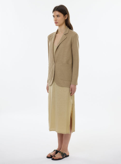 Veste Beige Manches Longues en Lin,Coton organique - MAJESTIC FILATURES