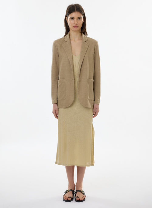 Veste Beige Manches Longues en Lin,Coton organique - MAJESTIC FILATURES