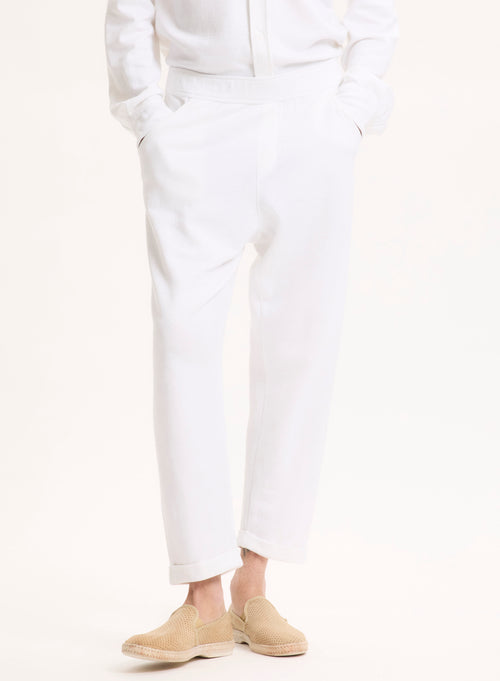 White Linen/Organic Cotton Pants - MAJESTIC FILATURES