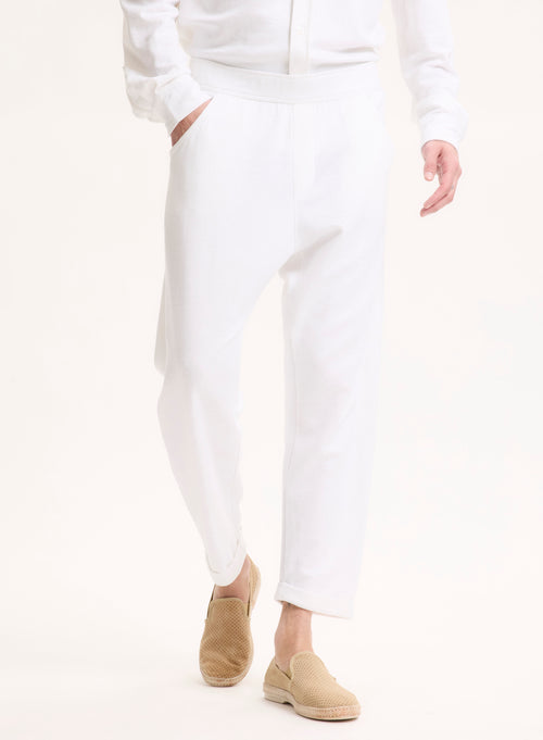 White Linen/Organic Cotton Pants - MAJESTIC FILATURES