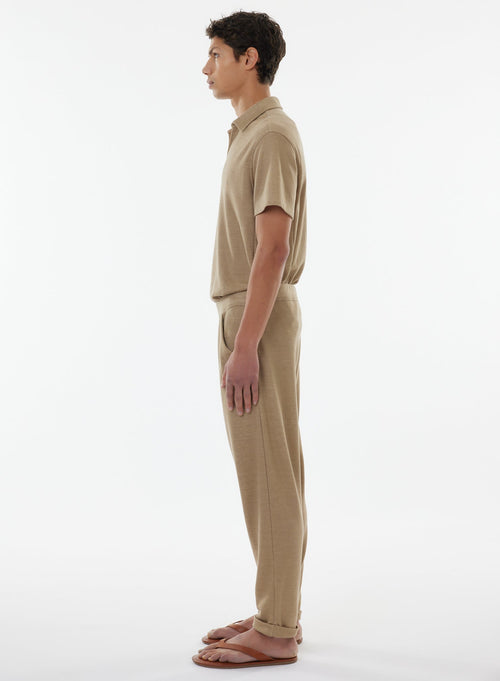 Beige Linen / Organic Cotton Pants - MAJESTIC FILATURES