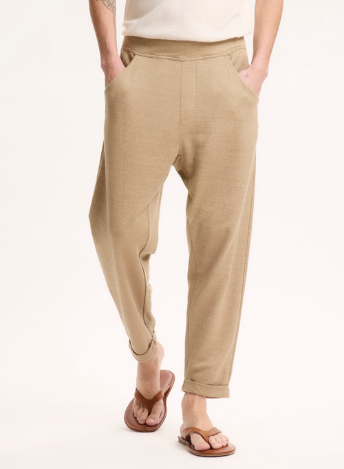 Beige Linen / Organic Cotton Pants - MAJESTIC FILATURES