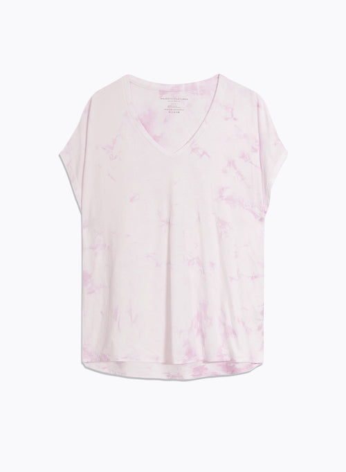 Tee shirt Rose Manches Courtes Col V en Coton organique / Elasthanne - MAJESTIC FILATURES