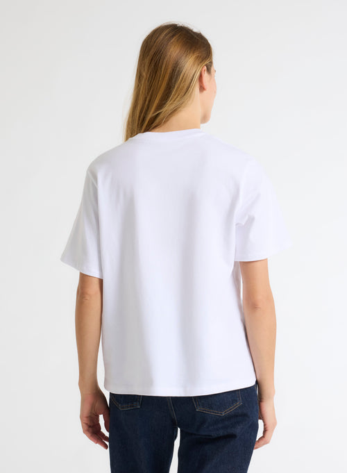 Camiseta Blanca Oversize Cuello Redondo Manga Corta en Algodón Orgánico - MAJESTIC FILATURES