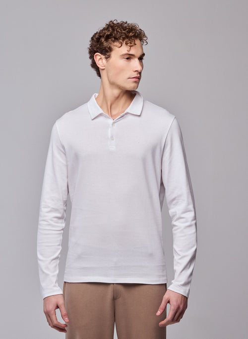 Polo Blanc Polo Manches Longues en Coton organique - MAJESTIC FILATURES