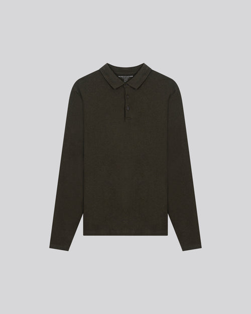 Polo Verde Polo de Manga Larga en Algodón Orgánico - MAJESTIC FILATURES