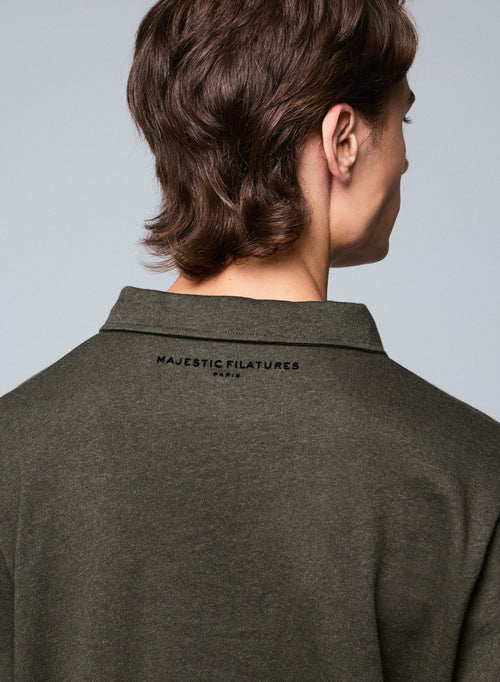 Polo Verde Polo de Manga Larga en Algodón Orgánico - MAJESTIC FILATURES