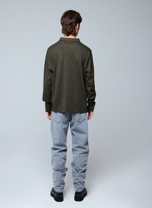 Polo Verde Polo de Manga Larga en Algodón Orgánico - MAJESTIC FILATURES