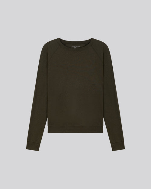 Sweat Vert Col Rond Manches Longues en Coton organique - MAJESTIC FILATURES
