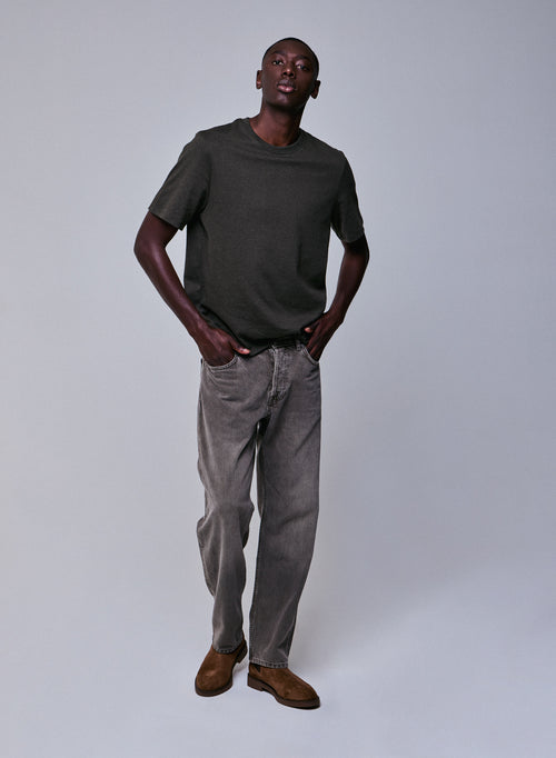 T-shirt Vert Col Rond Manches Courtes en Coton organique - MAJESTIC FILATURES