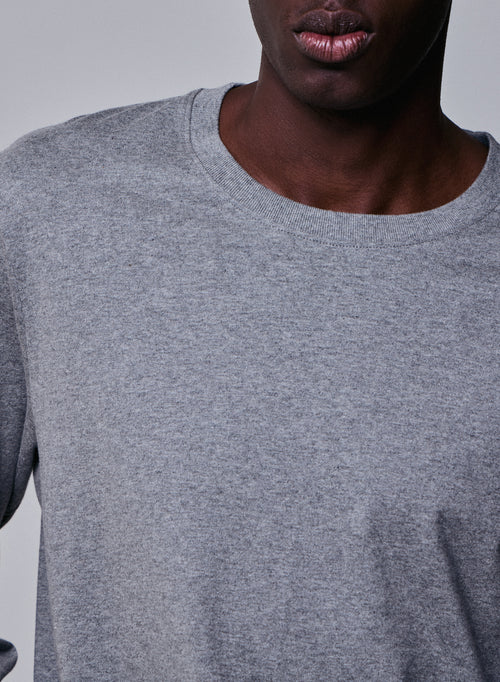Grey Round Neck Long Sleeve T-shirt in Organic Cotton - MAJESTIC FILATURES