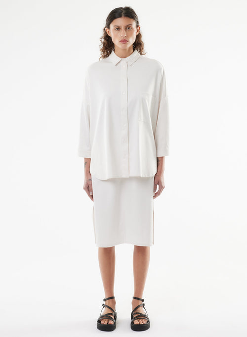 White Shirt 3/4 Sleeves - MAJESTIC FILATURES