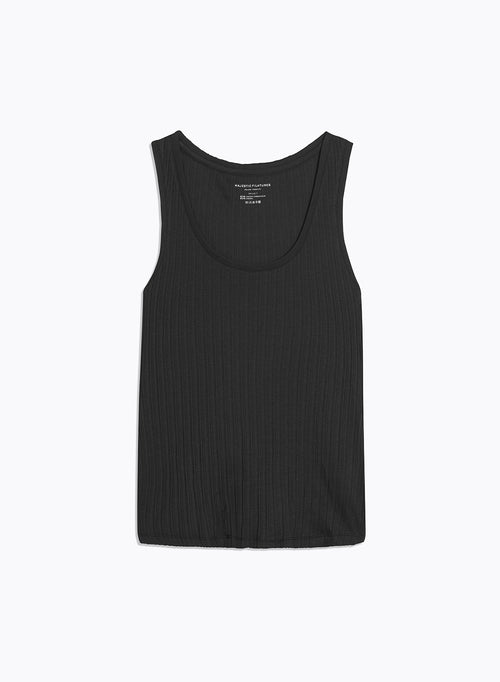 Schwarzes Tanktop mit U-Ausschnitt aus organischer Baumwolle und Modal - MAJESTIC FILATURES