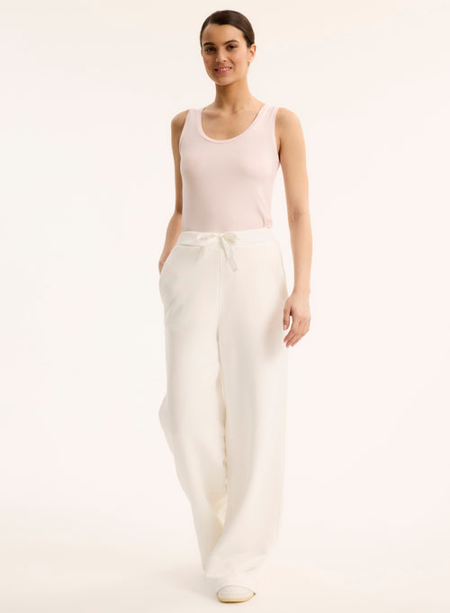 White organic cotton trousers - MAJESTIC FILATURES