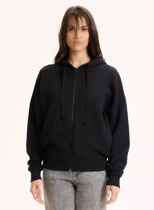 Black Long Sleeve Round Neck Organic Cotton Vest - MAJESTIC FILATURES