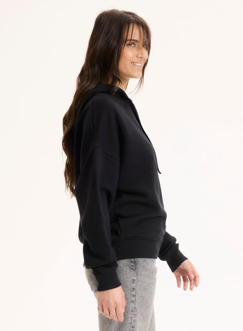 Black Long Sleeve Round Neck Organic Cotton Vest - MAJESTIC FILATURES