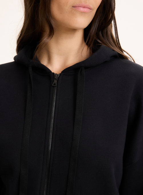 Black Long Sleeve Round Neck Organic Cotton Vest - MAJESTIC FILATURES