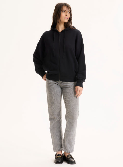 Black Long Sleeve Round Neck Organic Cotton Vest - MAJESTIC FILATURES