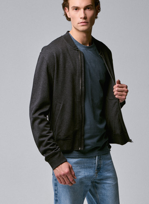 Gilet Gris Col Rond Manches Longues en Lyocel, Tencel / Coton organique - MAJESTIC FILATURES