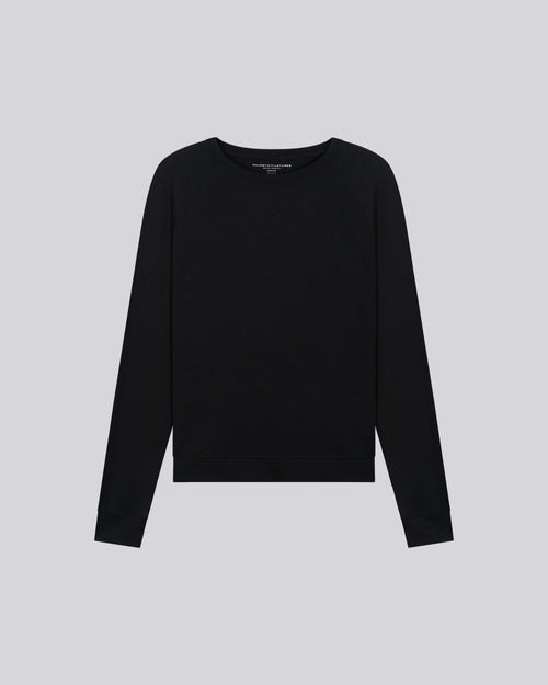 Sweat Noir Col Rond Manches Longues en Lyocel, Tencel / Coton organique - MAJESTIC FILATURES