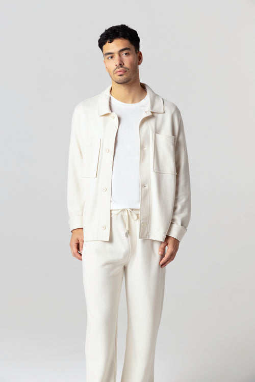 Veste Blanche Col Veste Manches Longues en Lyocel, Tencel / Coton Organique - MAJESTIC FILATURES