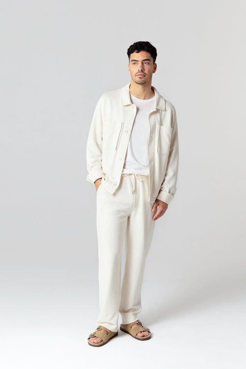 Veste Blanche Col Veste Manches Longues en Lyocel, Tencel / Coton Organique - MAJESTIC FILATURES