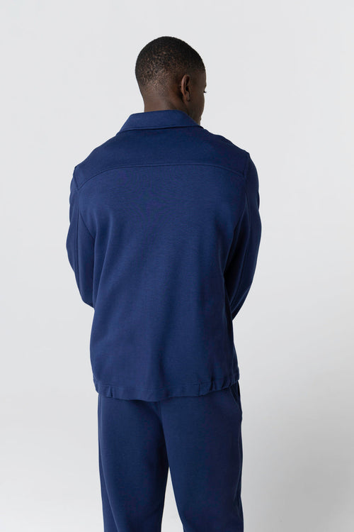 Veste Bleue Col Veste Manches Longues en Lyocel, Tencel / Coton Organique - MAJESTIC FILATURES