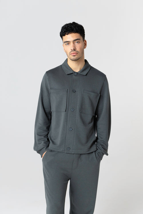 Veste Gris foncé Col Veste Manches Longues en Lyocel, Tencel / Coton organique - MAJESTIC FILATURES