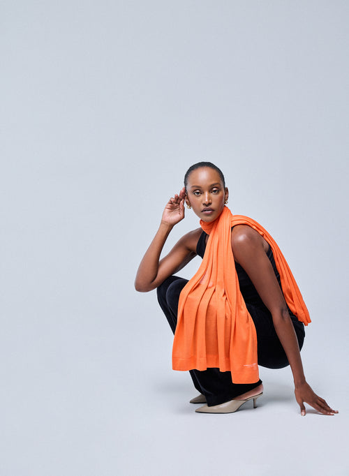 Orange Viscose/Cashmere Scarf - MAJESTIC FILATURES