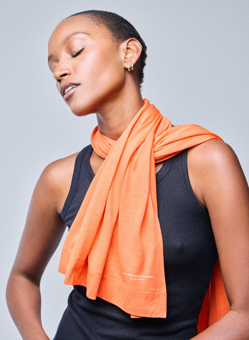 Orange Viscose/Cashmere Scarf - MAJESTIC FILATURES