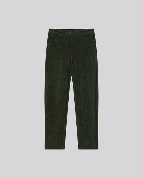 Green pants in organic cotton / polyester - MAJESTIC FILATURES