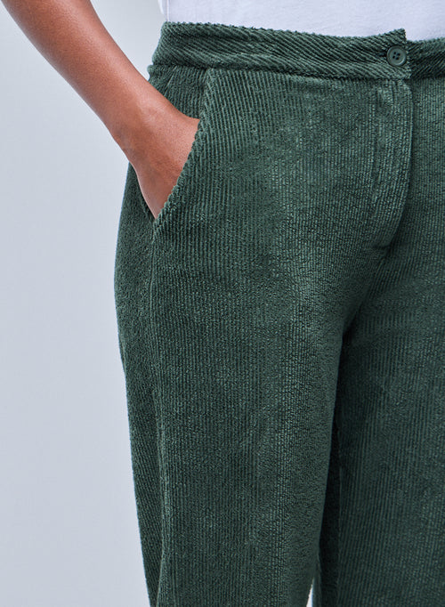 Green pants in organic cotton / polyester - MAJESTIC FILATURES