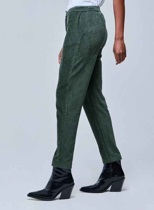 Green pants in organic cotton / polyester - MAJESTIC FILATURES