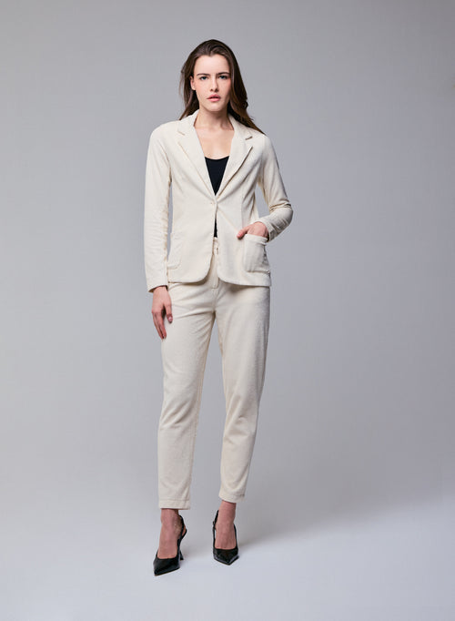 Veste Blanche Manches Longues en Coton Organique / Polyester - MAJESTIC FILATURES