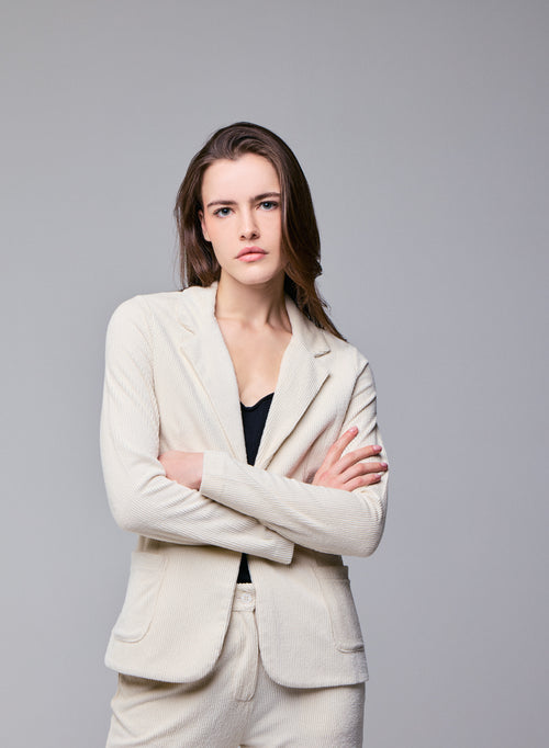 Veste Blanche Manches Longues en Coton Organique / Polyester - MAJESTIC FILATURES