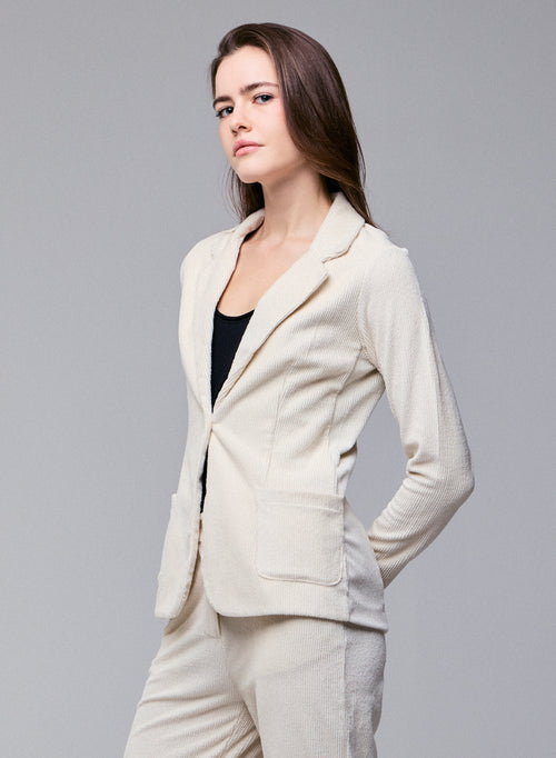 Veste Blanche Manches Longues en Coton Organique / Polyester - MAJESTIC FILATURES