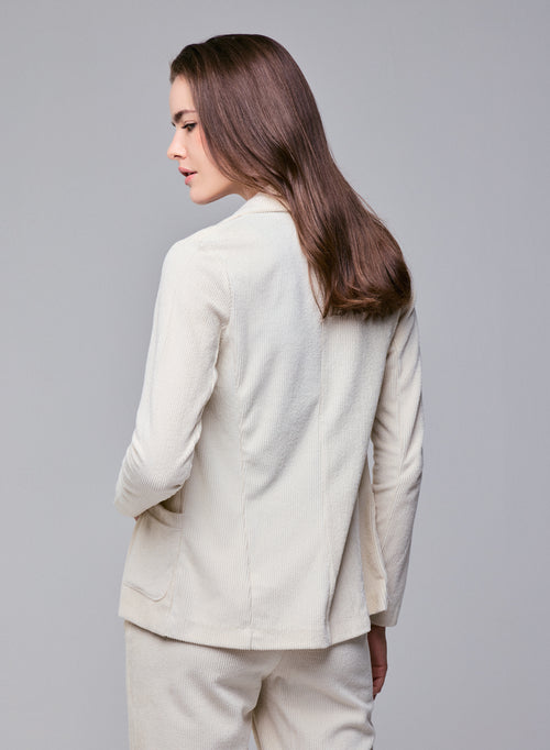 Veste Blanche Manches Longues en Coton Organique / Polyester - MAJESTIC FILATURES