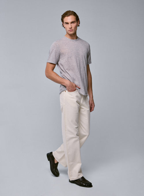 Camiseta de cachemir gris de manga corta con cuello redondo - MAJESTIC FILATURES