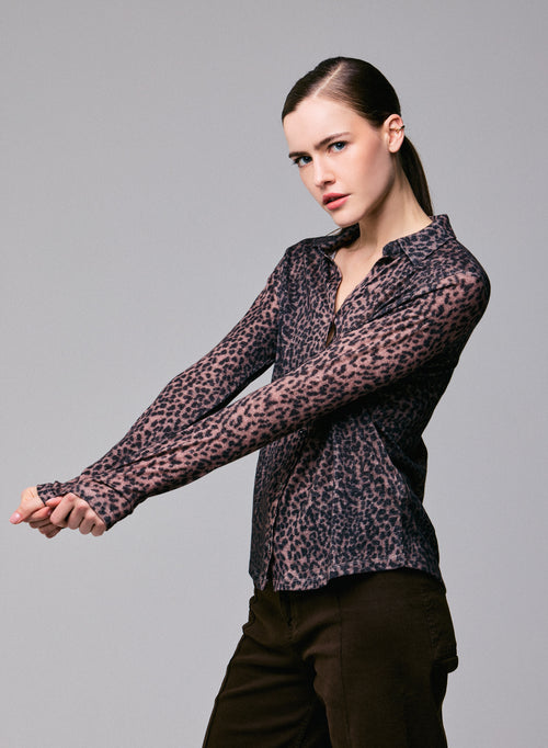 Pink Shirt Long Sleeve Shirt in Organic Cotton / Cashmere - MAJESTIC FILATURES