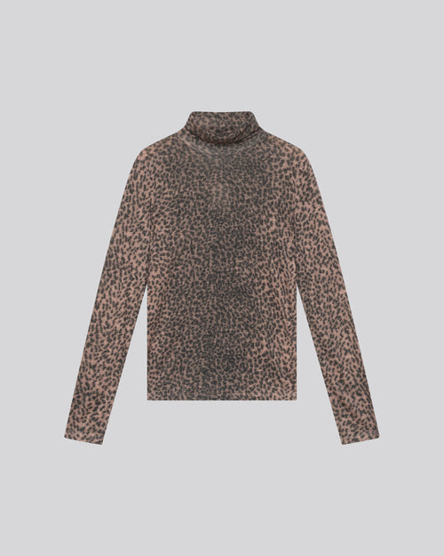 Rosa langärmeliges Rollkragen-T-Shirt aus Bio-Baumwolle / Kaschmir - MAJESTIC FILATURES