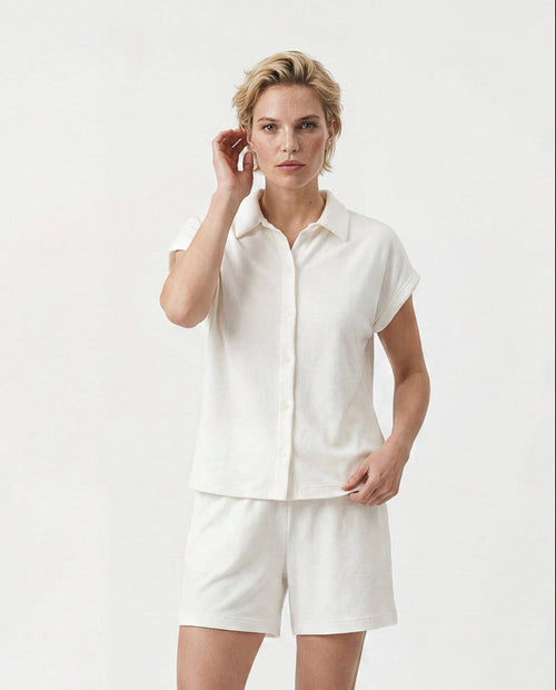 Camisa blanca sin mangas de algodón orgánico y poliamida - MAJESTIC FILATURES