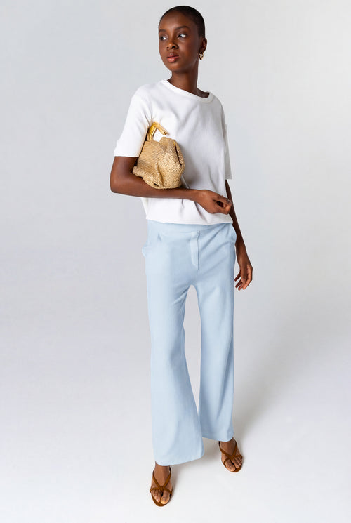 Pantalón azul claro de algodón orgánico/poliamida - MAJESTIC FILATURES