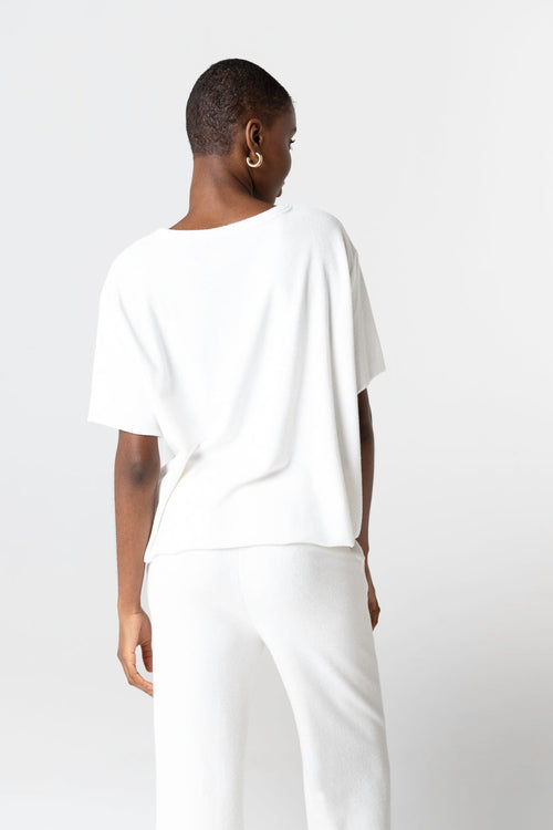 Ärmelloses T-Shirt mit Rundhalsausschnitt aus Bio-Baumwolle/Polyamid in Weiß - MAJESTIC FILATURES